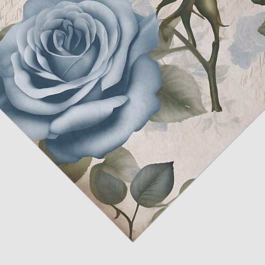 Blauwe Rozen Shabby Tissuepapier (Detail)