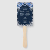 Blauwe Rozen Sneeuwvlok Kerst Huwelijk Handwaaier (Achterkant)