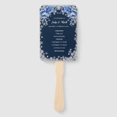 Blauwe Rozen Sneeuwvlok Kerst Huwelijk Handwaaier (Voorkant)