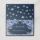 Blauwe Rozen Sneeuwvlok Kerstbruiloft Plaatskaartje (Buitenkant ongevouwen)