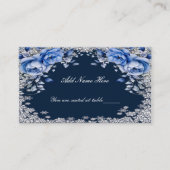Blauwe Rozen Sneeuwvlok Kerstbruiloft Plaatskaartje (Voorkant)