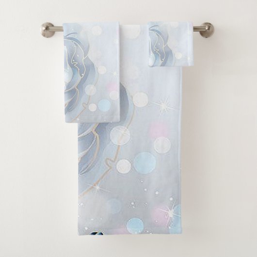 Blauwe Rozen & Sparkles Bad Handdoek (Insitu)