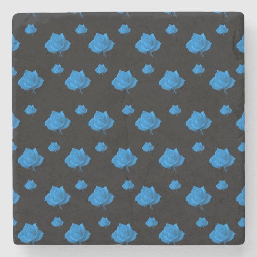 Blauwe Rozen Stenen Onderzetter (Voorkant)