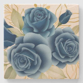 Blauwe Rozen Stenen Onderzetter