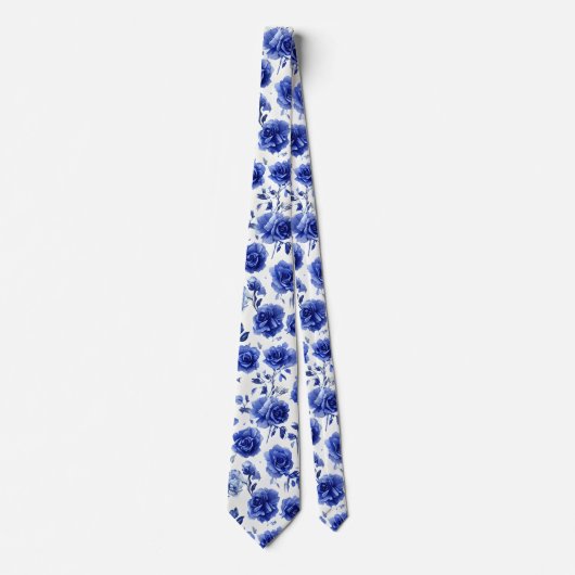 Blauwe Rozen Stropdas (Voorkant)