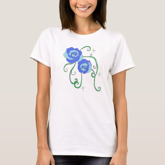 Blauwe Rozen T-shirt (Voorkant)