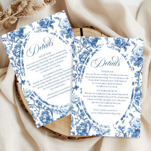 Blauwe Rozen Toile Elegante Bloemendetails Kaarten