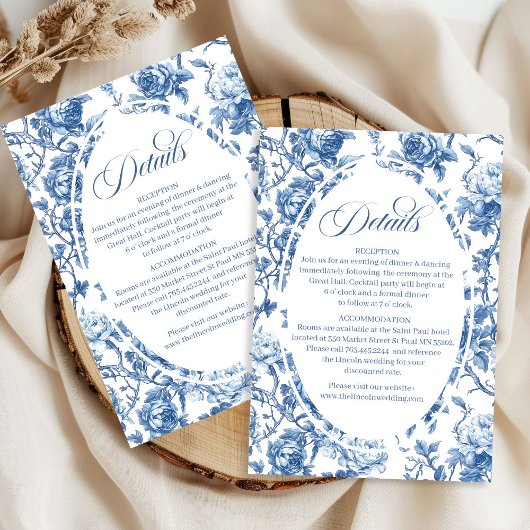 Blauwe Rozen Toile Elegante Bloemendetails Kaarten