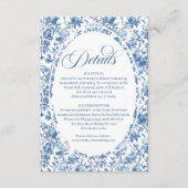Blauwe Rozen Toile Elegante Bloemendetails Kaarten (Voorkant)
