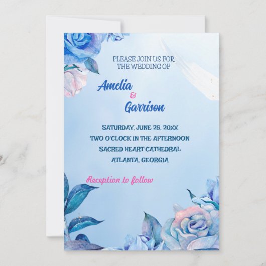 Blauwe rozen trekken Weddenschap Kaart (Voorkant)