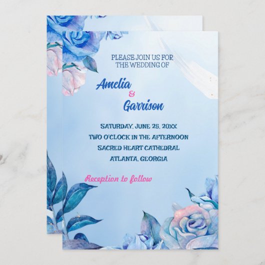 Blauwe rozen trekken Weddenschap Kaart (Voorkant / Achterkant)