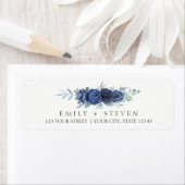 blauwe rozen trouwlabel etiket (Insitu)