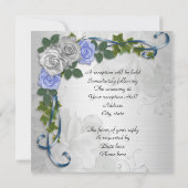 Blauwe rozen trouwuitnodiging kaart (Achterkant)