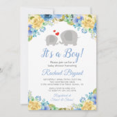 Blauwe Rozen van Floral Baby shower Kaart (Voorkant)