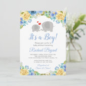Blauwe Rozen van Floral Baby shower Kaart (Staand voorkant)