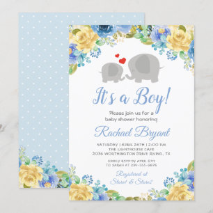 Blauwe Rozen van Floral Baby shower Kaart