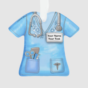 Blauwe Rozen Verpleegster medische werkkleding orn Ornament