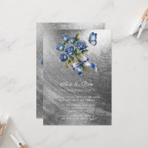 Blauwe Rozen Vlinder Zilveren Verlovingsfeest