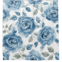Blauwe Rozen Waterverf Botanische Bloemen Bloemstu