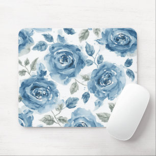 Blauwe Rozen Waterverf Botanische Bloemen Bloemstu Muismat