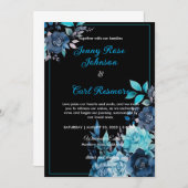 Blauwe Rozen Waterverf bruiloft uitnodiging (Voorkant / Achterkant)