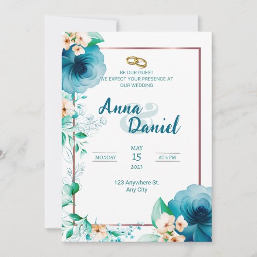 Blauwe Rozen Waterverf Delight Kaart (Voorkant)