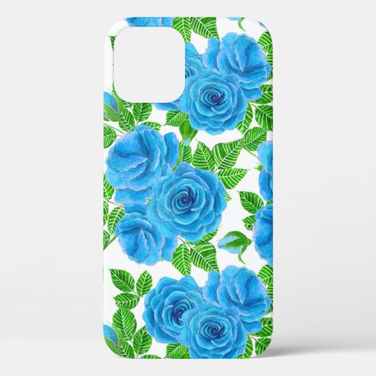 Blauwe rozen waterverf naadloos patroon Case-Mate iPhone case (Achterkant)