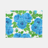 Blauwe rozen waterverf naadloos patroon fleece deken (Voorkant (Horizontaal))