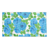 Blauwe rozen waterverf naadloos patroon kussensloop (Achterkant-Links)