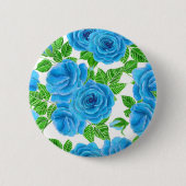Blauwe rozen waterverf naadloos patroon ronde button 5,7 cm (Voorkant)