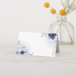 Blauwe rozen waterverf plaatskaartje