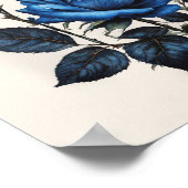 Blauwe Rozen waterverf Poster (Hoek)