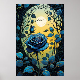 Blauwe Rozen wijnstokken 2 Poster