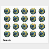 Blauwe Rozen wijnstokken 2 Ronde Sticker (Vel)
