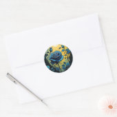 Blauwe Rozen wijnstokken 2 Ronde Sticker (Envelop)