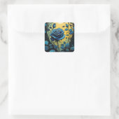 Blauwe Rozen wijnstokken 2 Vierkante Sticker (Tas)