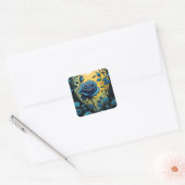Blauwe Rozen wijnstokken 2 Vierkante Sticker (Envelop)