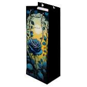 Blauwe Rozen wijnstokken 2 Wijn Cadeautas (Achterkant Gekanteld)