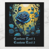 Blauwe Rozen wijnstokken 2 Wijn Etiket (Enkel label)