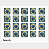 Blauwe Rozen wijnstokken 3 Vierkante Sticker (Vel)