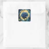 Blauwe Rozen wijnstokken 3 Vierkante Sticker (Tas)