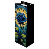 Blauwe Rozen wijnstokken 3 Wijn Cadeautas (Achterkant Gekanteld)