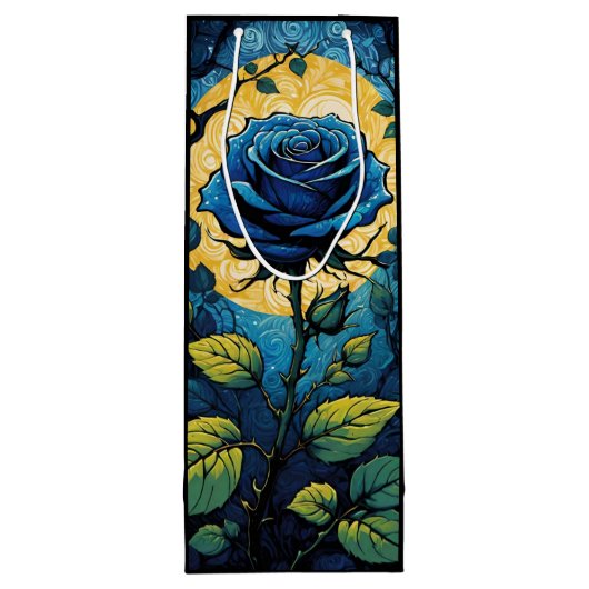 Blauwe Rozen wijnstokken 3 Wijn Cadeautas (Achterkant)