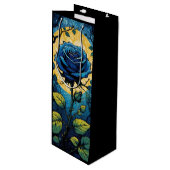 Blauwe Rozen wijnstokken 3 Wijn Cadeautas (Voorkant Gekanteld)