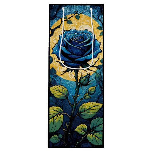 Blauwe Rozen wijnstokken 3 Wijn Cadeautas (Voorkant)