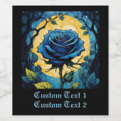 Blauwe Rozen wijnstokken 3 Wijn Etiket (Enkel label)