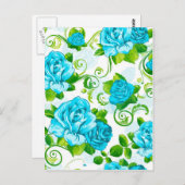 Blauwe Rozen Witte achtergrond Briefkaart (Voorkant / Achterkant)