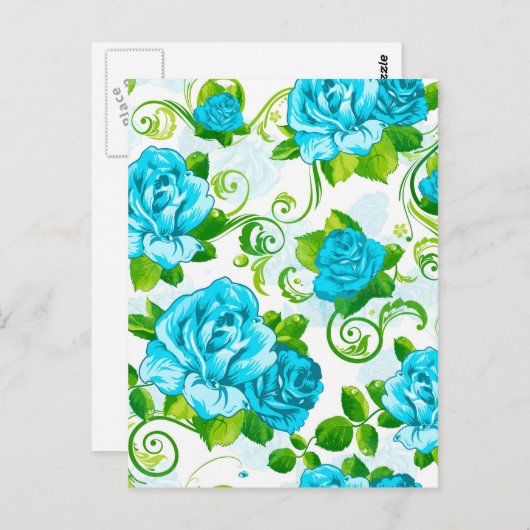 Blauwe Rozen Witte achtergrond Briefkaart (Voorkant / Achterkant)