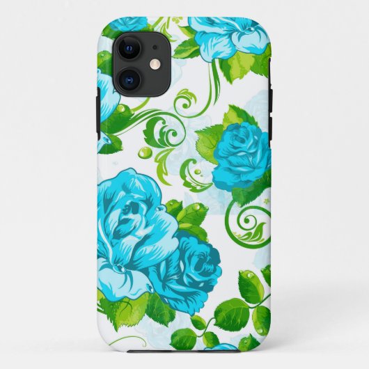 Blauwe Rozen Witte achtergrond Case-Mate iPhone Case (Achterkant)