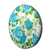 Blauwe Rozen Witte achtergrond Dartbord (Voorkant Rechts)